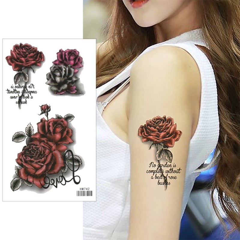 KING HORSE 3D Hm742 Tattoo Stickers, Rose Letters, Regular Size,