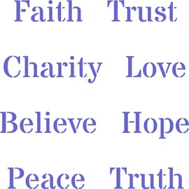 Words of Faith Stencil, 4.5 x 4.5 inch - (0.75 inch) Wording Words and Quote