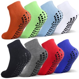 Raigoo - Calcetines antideslizantes con agarre para niños (de 4 a 16 años), calcetines deportivos acolchados para hospitales para niños y niñas, 8 Pares Muli-color #1, 4-7 Años