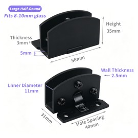 5-10mm No-Drill Glass Door Hinges,Zinc 90 Degree Heavy Duty Alloy Glass Door Hinges,Fronts Clamp Gate Hinge Doors Clip for Showcase Bookshelves,Wine Cabinets(4-Pack,Black)