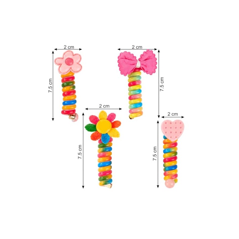 4Pcs Spiral Hair Ties, Multicolor Ponytail Holder