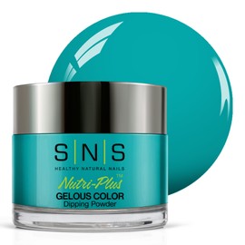 SNS Nail Dip Powder, Gelous Color Dipping Powder - Shoreview Blue (Blue/Teal, Cream) - Long-Lasting Dip Nail Color Lasts 14 Days - Low-Odor & No UV Lamp Required - 1.5 OZ