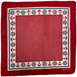 Zac's Alter Ego Red Tricolour Anchor & Nautical Wheel Bandana/Face Mask/Wrist Wrap/Neckerchief