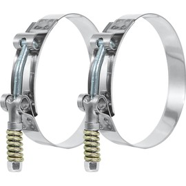 PALOZO 3.25 inch T-Bolt Hose Clamps, Stainless Steel Hose Clamp with Reinforcement Spring for 3.25" Diameter Pipe, Turbo Intake Intercooler Clamp Working Range 3"-3.25"(76-83mm), Pack of 2