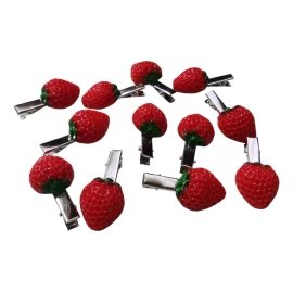 Candy s Accesories 12 Pz Broche Horquilla Adorno Cabello Peinado Fresa Fresita