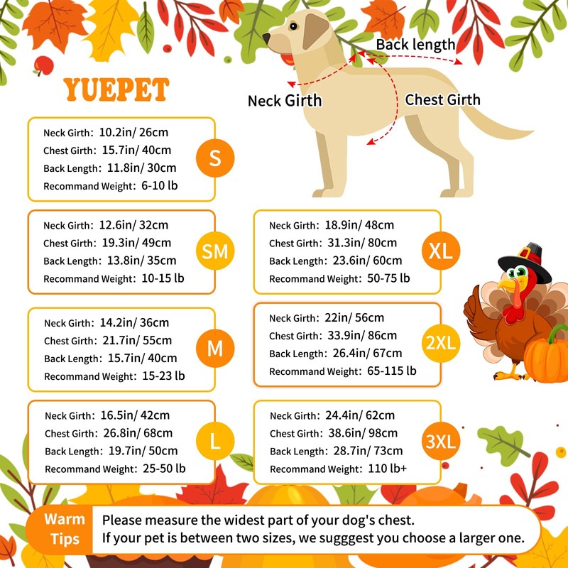 YUEPET Thanksgiving Dog Sweater with Turkey Pattern, Classic Knit Pullover