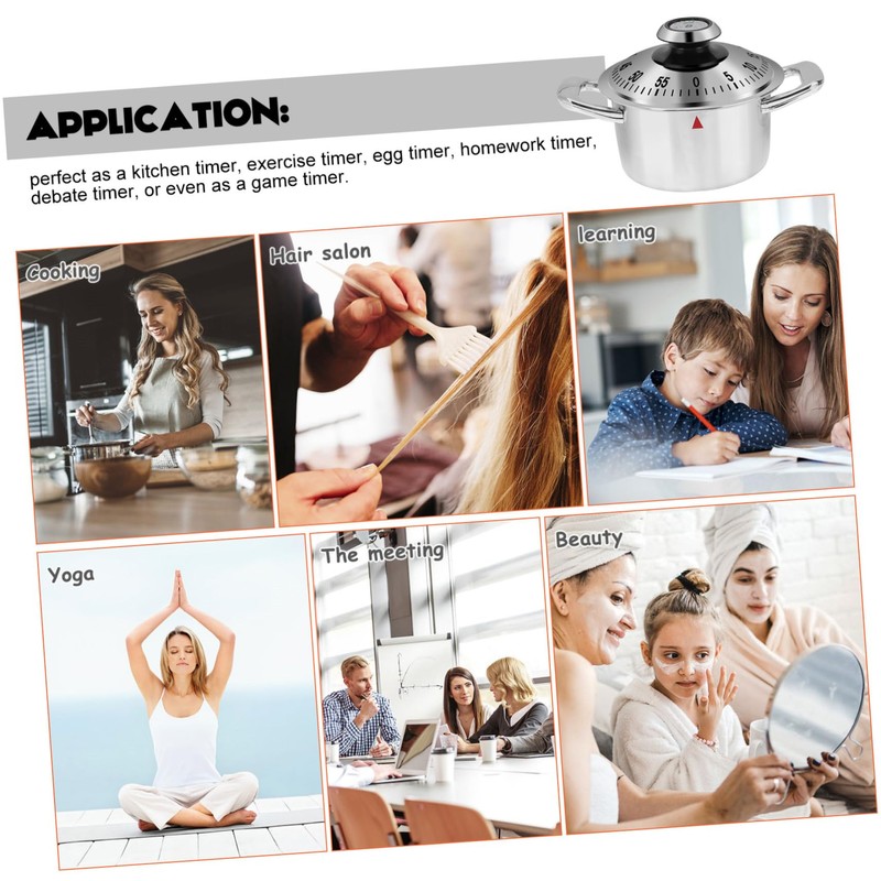 MAGICLULU 2pcs Cute Pot Shape Mechanical Kitchen Timer Cooking Timer