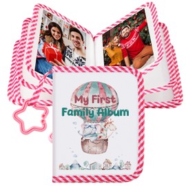 Fullhawl My First Family Album Holds 17 4x6 Pictures Photo Album Soft Cloth Book for Family Memory Gift(Novelty)