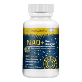 HEALTHADDICTION - NAD Xtra Strength  Suplemento Alimenticio con NAD, Quercetina y Resveratrol  Sin Gluten, Sin Azcar, Frmula Natural  60 Cpsulas de...