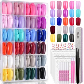 TsMADDTs Medium Square Press on Nails, 720PCS Fake Nails with Glue, Files, Sticker, Tweezer for Women Home Art DIY