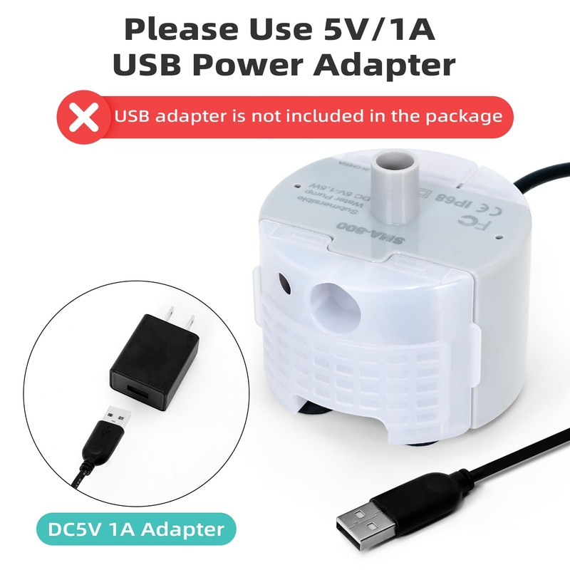 Ultra-Quiet Replacement Pump for Stainless Steel Cat Water Fountains -