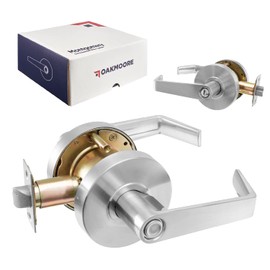 Commercial Bathroom Door Handle with Lock | Privacy Commercial Door Locks | Grade 2 Restroom Door Handle Lever | For Offices & Industrial Use | UL CUL & ADA – Nickel Chrome Finish – ANSI A156.2