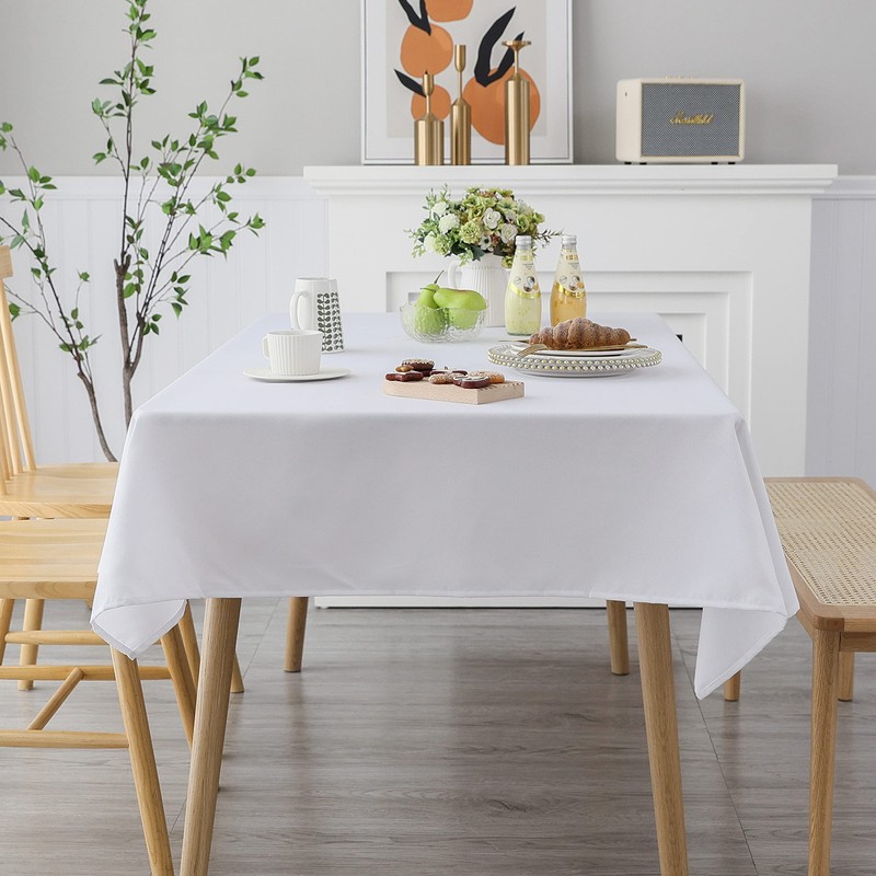 Demetex White Waterproof Tablecloth 152cm x 305cm Rectangular Christmas Table