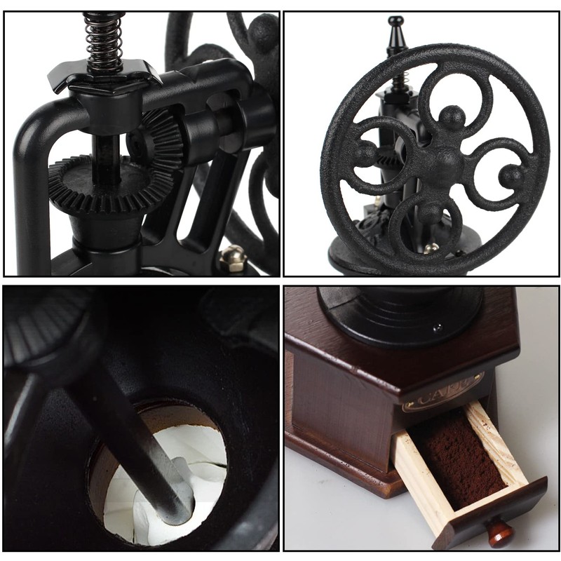 Coffee Grinder,Wooden Coffee Bean Grinder Manual Coffee Grinder Roller, Antique