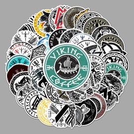 AUCEKO Pack of 50 Viking Stickers Pack Totem Sticker Set Waterproof Vinyl Stickers for Laptop Children Cars Motorcycle Bicycle Skateboard Luggage Suitcase Computer Sticker Graffiti Decal