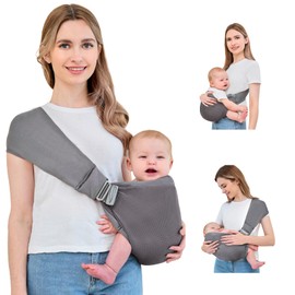 Ocanoiy Baby Sling Carrier, Baby Carrier Newborn to Toddler, Mesh Toddler Carrier, Lightweight Breathable Summer Baby Wraps Carrier, Baby Carriers One Size Fits All (Dark Grey)