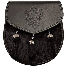 UT Kilts Kilted Lion Semi Formal Fur Leather Sporran with Tassels