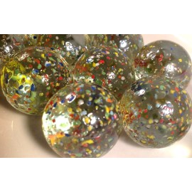 GA Glass Marbles 1"  - 12oz bag Clear marble rolled in colored crushed glass 16pcs