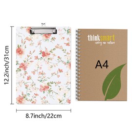 craspire Spring Flower Acrylic Clipboard Letter Size A4 8.6 x 12 Inch Floral Pattern Writing Board Rectangular Plants Writing Instrument Decorative Clipboards for Office Supplies School Students