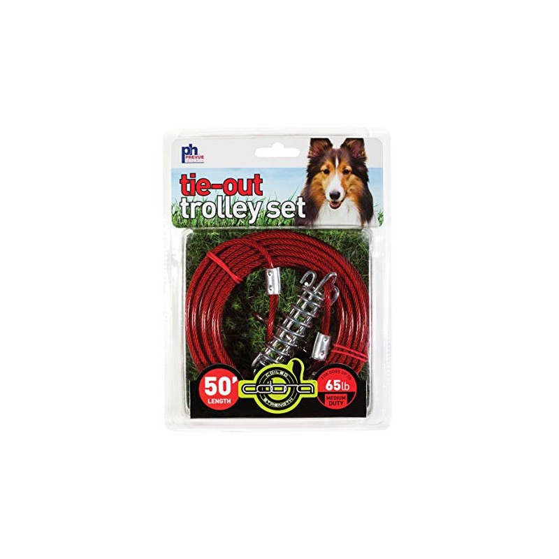 Prevue Pet Products 2124 Medium-Duty 50' Tie-Out Cable Trolley Set