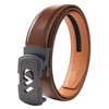 white deer Men's Ratchet Leather Belt Without Holes Automatic Closure