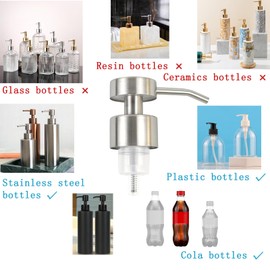 Foam Soap Dispenser Pump Replacement (2-Pack) - 27mm/1.06" Thread for Stainless Steel & Plastic Bottles, Excludes Glass/Ceramic/Resin, Bathroom Countertop Foaming Pump