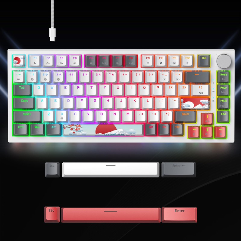 Guffercty kred 75% Percent Mechanical Keyboard with Knob, Gasket Mouted