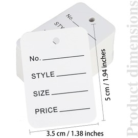 3000 Pcs Price Tags,1.94" X 1.38" White Paper Tags Clothes Size Tags Coupon Tags,Making Tag White Store Tags Clothing Tags with Box Package
