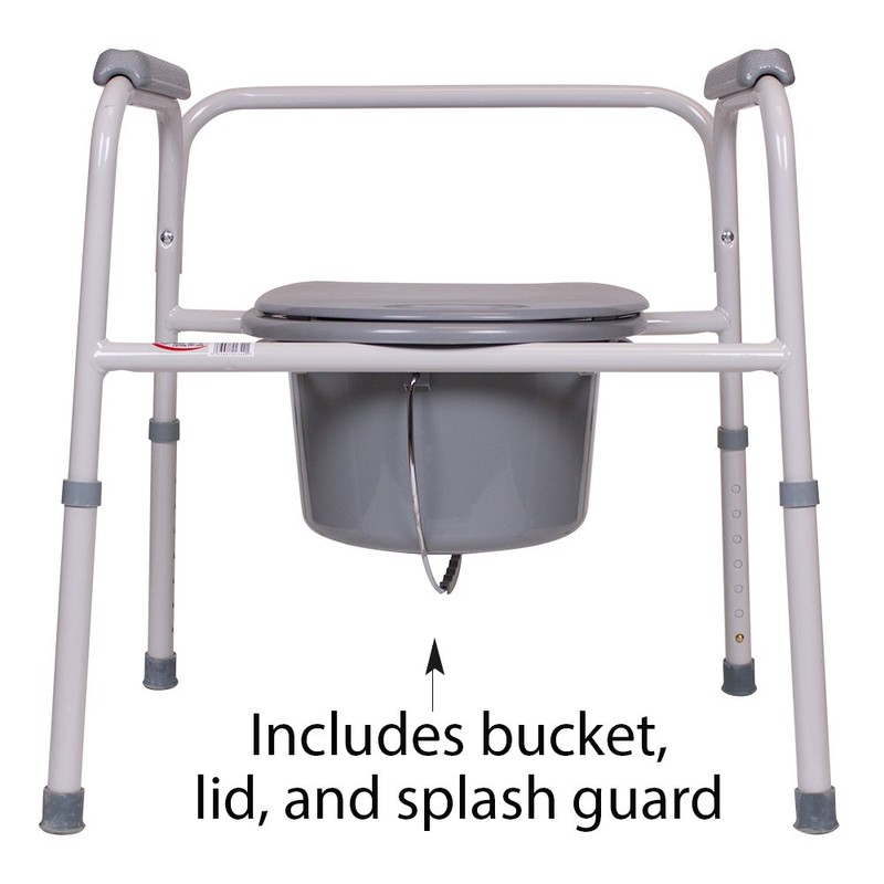Carex 3-in-1 Folding Bedside Commode and Raised Toilet Seat, Portable