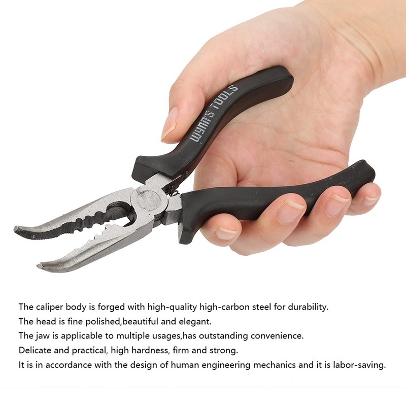 6'' High Carbon Steel Slimline Bent Nose Pliers Round Curved