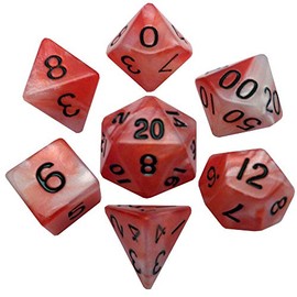 Red/White with Black Numbers 16mm Polyhedral Dice Set