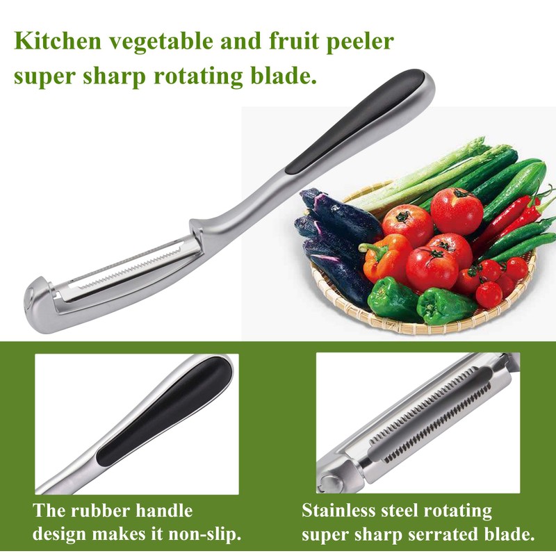 AAOTOKK 2 Pack Zinc Alloy Vegetable Peeler Stainless Steel Blades,