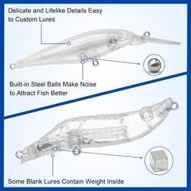 Unpainted Fishing Lures Making Kit, 286pcs DIY Lure Blank Crankbaits Minnow Hard Bait Set with Treble Hooks,Split Rings,3D Eyes,Fishing Lure Stickers Pliers DIY Fishing Tackle