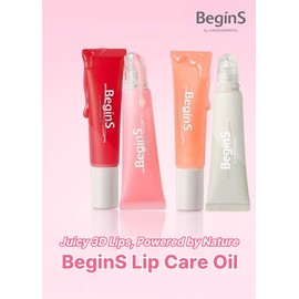 Lip Care Color Oil #Pure Coral 0.34 Fl Oz, Vegan Tinted Lip Oil with Jelly Massager for Dry Lips, Hydrating & Cooling Lip Treatment, Long-Lasting Glow & Volume, Korean Lip Oil, BeginS