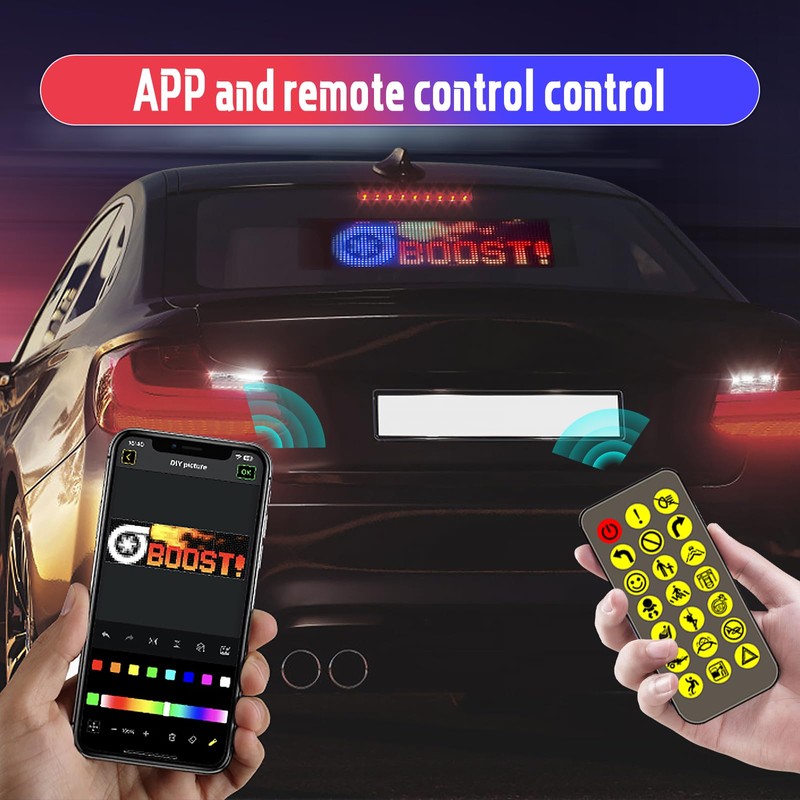 LED Sign for Car,Programmable LED Sign USB 5V Bluetooth Application