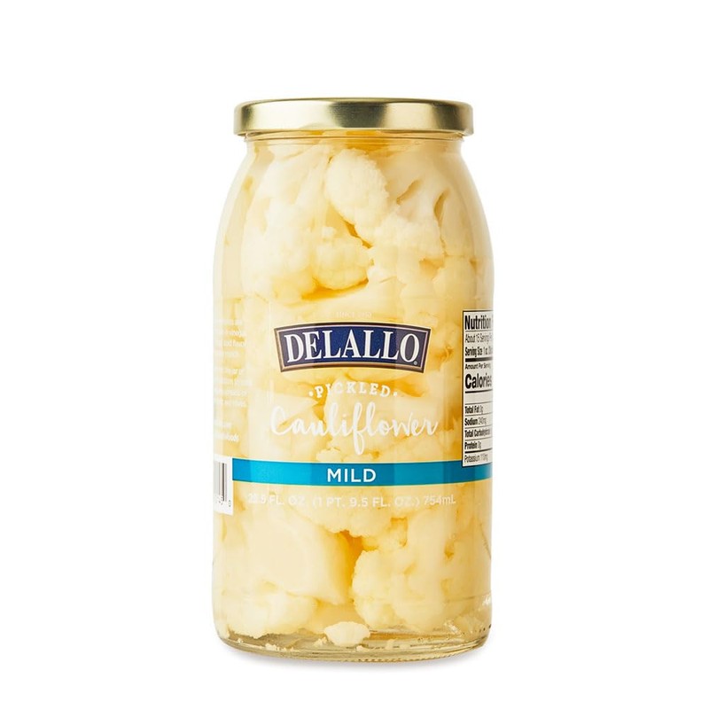DeLallo Mild Pickled Cauliflower in Tangy Vinegar Brine, Crispy Crunch