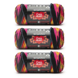 Red Heart All in ONE Granny Square Scarlet Sands Yarn - 3 Pack of 8.8oz/250g - 100% Acrylic - #4 Worsted (Medium) - 440 Yards - Knitting/Crochet