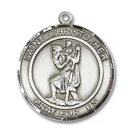 Bliss Sterling Silver Saint Christopher Medal Pendant Necklace 18" Chain GiftBox