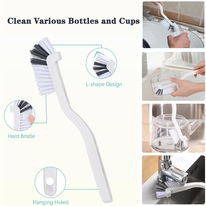 ONEKEYI 10Pcs Crevice Cleaning Brush Set with Scraper, Hard Bristle