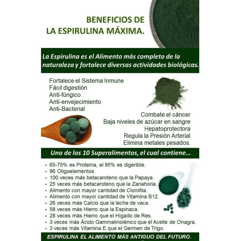 2 Bolsas De 500 Tab Spirulina Spiralshake(cacao Spirulina)
