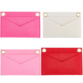 CREATCABIN 4Pcs 4 Colors Felt Purse Organizer Small Bag Insert Wool Tote Mini Envelope Shape Classic Inner Compatible Handbag Pocket Storage with Metal Eyelet for Travel Cosmetic Bags Accessories