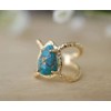 Awmnjtmgpw 18K Gold Inlaid Teardrop pear Shaped Turquoise Ring Size
