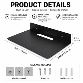 Metal Floating Wall Shelf for TP-Link BE6500 WiFi 7 Router, Heavy Duty Steel Wall Mounted Shelf with Cable Management
