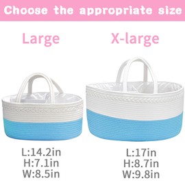 ABenkle X-Large Diaper Caddy Organizer, Boho Rustic Cotton Rope Nursery Baby Basket, Changing Table Organizer for Baby Diaper Storage and Baby Shower