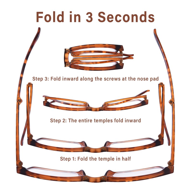 OPTOFENDY Folding Reading Glasses for Women Men, Lightweight Spring Hinge
