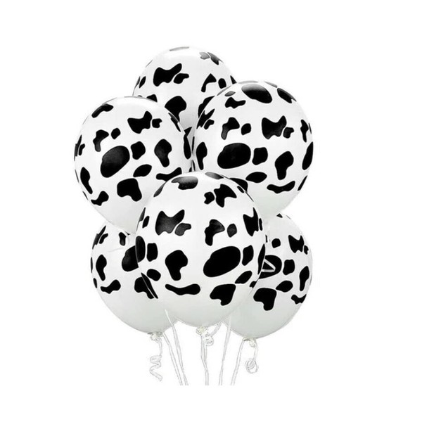 Volunx 10pcs Latex Balloons 12" Cow Animal Farm Black White