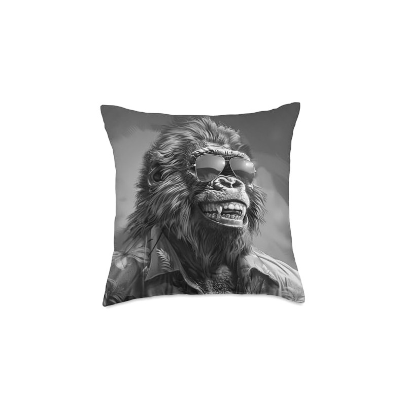 Gorilla laughs cheekily, funny gorilla Throw Pillow