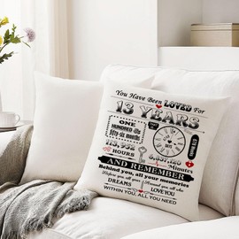 Hardeson Inspirational Gift for 13 Years Old Girls & Boys 13th Birthday Cushion Covers Decorations Gifts for Daughter Granddaughter Son Grandson Sister Thirteen Birthday Presents (13th)