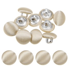 TIXIPEM Cover Button Kits 10mm/ 0.4 Inch [10pcs] - Fabric Button Maker Covered Metal Use for Hat Replacement & Repair Jeans & Blouse & Sewing & Crafts Making DIY Lovers - [Khaki]