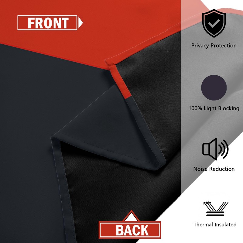 Tyrot Red Black Grey Blackout Curtains for Bedroom Living Room
